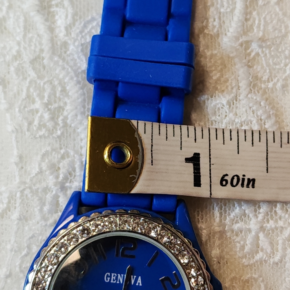 Geneva Blue Silicone Watch with Crystal Accents - Picture 14 of 15